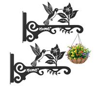Supporto per Piante | Coppia di Supporti per Cesti Fiori | Gancio da Parete in Metallo 25 cm con Design di Uccelli e Fiori per Cesti Lanterne Sonagli a Balcone Terrazzo Giardino Interno