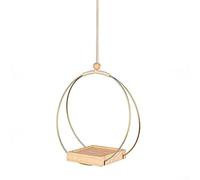 Supporto per piante da appendere per piante aeree con anello in ferro e base in legno, progettato per l'estetica contemporanea del giardino di casa (A)