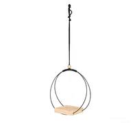 Supporto per piante da appendere per piante aeree con anello in ferro e base in legno, progettato per l'estetica contemporanea del giardino di casa (B)