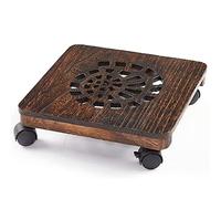 Supporto per piante da esterno in legno con ruote bloccabili a 360°, supporto per vasi da fiori per interni e patio, carrello quadrato da 20,3 cm