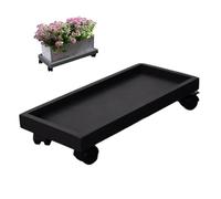 Supporto per Piante da Giardino Resistente con Ruote - Vassoio e sottovaso rettangolari per vasi di Fiori, Contenitore per fioriere da Interno/Esterno, Resistente portafiori (Nero, 32x12 cm)