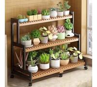 Supporto per piante da interno a 3 ripiani angolare in legno multistrato con ruote, 80 x 40 x 105 cm, design salvaspazio per decorazione domestica e esposizione verde