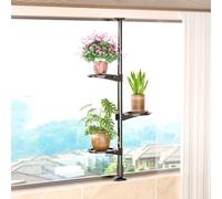 Supporto per piante da interno alto a tre livelli, palo per piante caricato a molla, espositore per vasi da fiori estensibile, supporto da appendere, mensola angolare in metallo, supporto per fiori