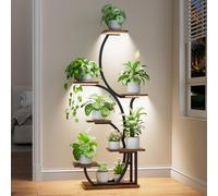 Supporto per piante da interno con luci per coltivare - Mensola per piante da interno illuminata, 144,8 cm, 7 ripiani, supporto angolare per piante per coltivazione indoor, espositore per fiori alto