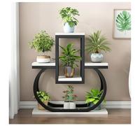 Supporto Per Piante da Interno Portafiori in ferro Balcone Portaoggetti for finestre interne Soggiorno Creativo Succulente Pavimento verde Portavasi salvaspazio multistrato Vasi Per Piante Woo(Black f