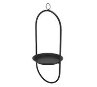 Supporto per piante da parete, in metallo, con vassoio rotondo, colore: nero