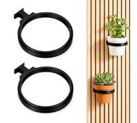 Supporto per piante da parete, set da 2: mensola sospesa nera per pannelli acustici, senza foratura, accessori multifunzionali per piante per soggiorno, camera da letto, mensola sospesa nera