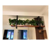 Supporto per piante da soffitto, in legno massello rustico, da appendere, portabottiglie in ferro battuto, per cucina, bar, soluzione salvaspazio