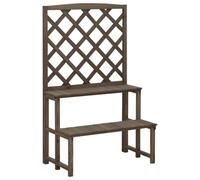 Supporto per piante e traliccio grigio, 70 x 42 x 115 cm, in legno di abete | Due ripiani, scala decorativa, supporto piante rampicanti, esterno, robusto