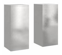 Supporto per piante in acciaio inox argento, 24 x 24 x 55 cm, 2 pezzi, in metallo, per terrazze, balconi, giardini, moderni pilastri per piante per una presentazione elegante di piante