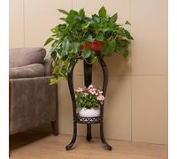 Supporto per Piante in Ferro a Più Livelli, Porta Vasi da Fiori per Casa e Giardino, Scaffale Espositivo da Interno/Esterno a 2 Livelli, Per Soggiorno, Camera da Letto, Balcone, Patio, Negozio(Black)