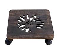 Supporto per piante in legno con ruote bloccabili, supporto per vasi da fiori con rotazione a 360°, quadrato per interni/ou, per vasi da 20,3 cm, perfetto per patio e giardino