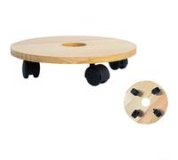 Supporto per piante in legno con ruote, supporto rotondo e quadrato, base mobile in pino massiccio con ruote bloccabili, vassoio impermeabile e resistente, per interni ed esterni (30,5 cm)