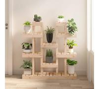 Supporto per piante in legno di pino massiccio, 104,5 x 25 x 109,5 cm, con ripiani multipli per balcone, terrazza, soggiorno e giardino per una presentazione elegante e decorazione di piante