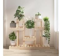 Supporto per piante in legno di pino massiccio, 104,5 x 25 x 77,5 cm, con più ripiani, per balcone, terrazza, soggiorno e giardino, stabile scala per piante decorativa