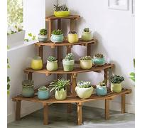 Supporto per piante in legno naturale, mensola angolare per fiori per interni ed esterni, scaffale per fiori a più livelli per balcone e malati Blumenbank, Blumenständer ed elegante.