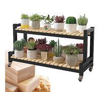 Supporto per piante in metallo a 2 livelli/3 ripiani con ruote, scaffale salvaspazio per interni ed esterni, scaffale versatile per piante e scarpe