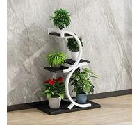 Supporto per piante in metallo a 4 livelli, mensola decorativa per fiori per balcone e decorazione domestica, robusto supporto per fiori in ferro battuto, scala per piante da esterno, colore nero