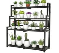 Supporto per piante in metallo a 4 livelli, scaletta in vaso per balcone e angolo, mensola da 120 cm per interni/esterni con piedini imbottiti, ideale per decorazioni da giardino e finestre