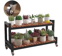 Supporto per piante in metallo con ruote a 2/3 ripiani, salvaspazio, per interni/esterni, mensola per piante per giardino/balcone, versatile nizer per vasi e scarpe