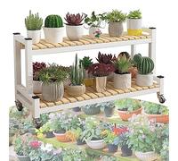 Supporto per piante in metallo con ruote a 2/3 ripiani, scaffale per piante da giardino per uso interno/esterno, 80/100/120 cm, soluzione di archiviazione elegante e funzionale