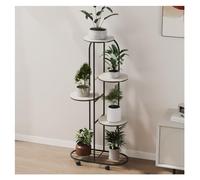 Supporto per piante in metallo con ruote, mensola per fiori da interno, in legno naturale, elegante espositore per piante, decorazione per la casa per piante in vaso, organizer moderno per piante.