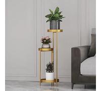 Supporto per piante in metallo per interni, alto 35'', porta piante angolare per piante, moderno scaffale per vasi di fiori per soggiorno/giardino, design a 3 livelli, finitura oro (/Gold a)