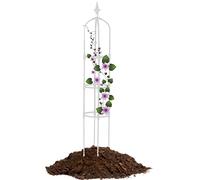 Supporto per piante in vaso bianco, traliccio da giardino per piante rampicanti, torre per piante, gabbia per pomodori, per esterni, patio, giardino, balcone (colore: bianco, dimensioni: 130 x 20,3 cm
