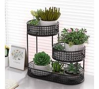 Supporto per Piante Multiple, Moderno Portavasi, Portafiori per Interni per Soggiorno, Camera Da Letto, Balcone, Esterno, Giardino, Patio(Black,40*21*32cm)