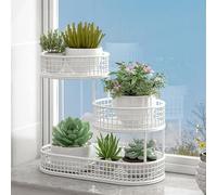Supporto per Piante Multiple, Moderno Portavasi, Portafiori per Interni per Soggiorno, Camera Da Letto, Balcone, Esterno, Giardino, Patio(White,32*17*32cm)