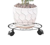 Supporto per piante rotanti con ruote - Chiusura in metallo pesante, patio interno, rulli da esterno | Supporto per fiori in ferro per interni ed esterni, supporto per fiori per piante da interno
