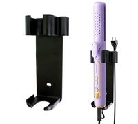 Supporto per Piastra Lisciante Arricciacapelli Supporto Parete Porta Piastra per Capelli Montaggio a Parete Senza Fori, per Parrucchiere, Bagno, Camera da Letto, Piastra per Capelli, Bigodino (Nero)