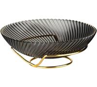 Supporto per Piatti di Frutta in Vetro Trasparente di Fascia Alta - Grande Ciotola per Snack E Caramelle di Lusso per Tavolino da caffè Elegante Decorazioni per La Casa Ideale P, Gris, L