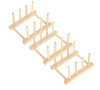 Supporto Per Piatti in Legno - 3 Set di Utensili da Cucina Ciotola Scolapiatti Scolapiatti Scaffale in Legno Supporto Per Coperchi Organizzatore Per Contenitori Stoviglie Tazze CD Libro