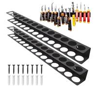Supporto per pinza da parete, 2 pezzi da 40 cm, supporto da parete per attrezzi, 14 fori, con viti e tubo di espansione, supporto per martello per garage, officine e banchi da lavoro