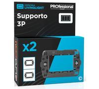 Supporto per Placca Rettangolare a 3 Moduli Compatibile con BTicino Livinglight per Frutti Interruttori e Cassette Colore Grigio - Confezione da 2