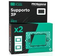 Supporto per Placca Rettangolare a 3 Moduli Compatibile con Vimar Plana per Frutti Elettrici Colore Verde - Confezione da 2