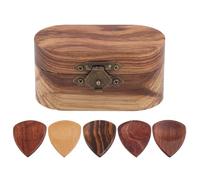 Supporto per plettri in legno per chitarra con plettri per chitarra elettrica acustica basso ukulele, plettri