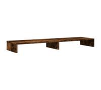 Supporto per pod Monitor Quercia fumosa 100x27x10 cm con divisori | Materiale a base di legno, resistenza all'umidità, altezza ergonomica, custodia per tastiera e laptop, facile da pulire