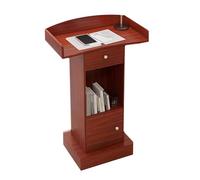 Supporto per podio curvo in legno con ruote, portatile, in metallo, con doppio strato, per discorsi, presentazioni, eventi e conferenze, colore: rosso