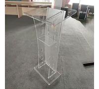 Supporto per podio in acrilico per scuola, ufficio, chiesa, pulpito da pavimento, con paraspigoli e 2 ripiani, soluzione elegante per presentazioni