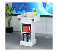 Supporto per podio in legno bianco, multiuso, per chiese, aule, eventi e presentazioni, elegante pulpito con cassetto portaoggetti per migliorare il coinvolgimento e la nizzazione