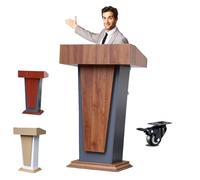 Supporto per podio in legno con ruote bloccabili, versatile leggio con spazio per chiesa, ufficio, scuola, casa, conferenze, ristoranti e riunioni