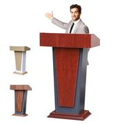 Supporto per podio in legno con ruote, chiudibile, versatile, per chiesa, ufficio, scuola, conferenze, ristorante e sala riunioni, durevole in piedi Pulpito (A)