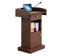 Supporto per podio in legno con supporto per microfono e rastrelliera, versatile per chiesa, scuola, matrimoni ed eventi, elegante soluzione di presentazione