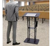 Supporto per podio in metallo nero, curvo, per palcoscenico e chiesa, grande pulpito per discorsi, cerimonie, celebrazioni, attrezzatura professionale per presentazioni