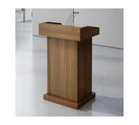 Supporto per podio mobile color teak, in legno, per chiese, riunioni e formazione, da pavimento, perfetto per relazioni e conversazioni in pubblico (6040110 cm)