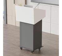 Supporto per podio professionale portatile in legno con ruote - Scrivania moderna per insegnanti conferenze chiese aule ed eventi - Colore grigio ideale per parlare in pubblico