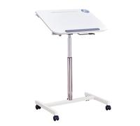 Supporto per podio regolabile in altezza, scrivania portatile per ufficio, casa, scuola e auditorium, postazione di lavoro mobile su ruote (bianco)