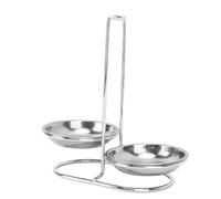 Supporto per Poggiamestolo, Supporto per Mestolo da Zuppa Verticale per Spezzatino in Acciaio Inossidabile, Supporto per Utensili da Cucina di Facile Accesso per La Cucina(2 Plate-Argento)